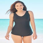 Sarong V-Neck Tummy Control One-Piece Swimsuit image number null