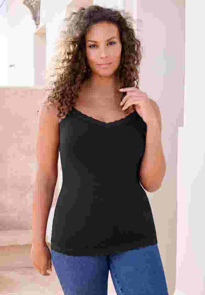 Lace Trim Knit Cami with Adjustable Straps image number 0