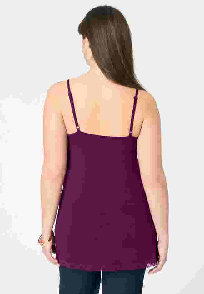 Lace Trim Knit Cami with Adjustable Straps image number 1