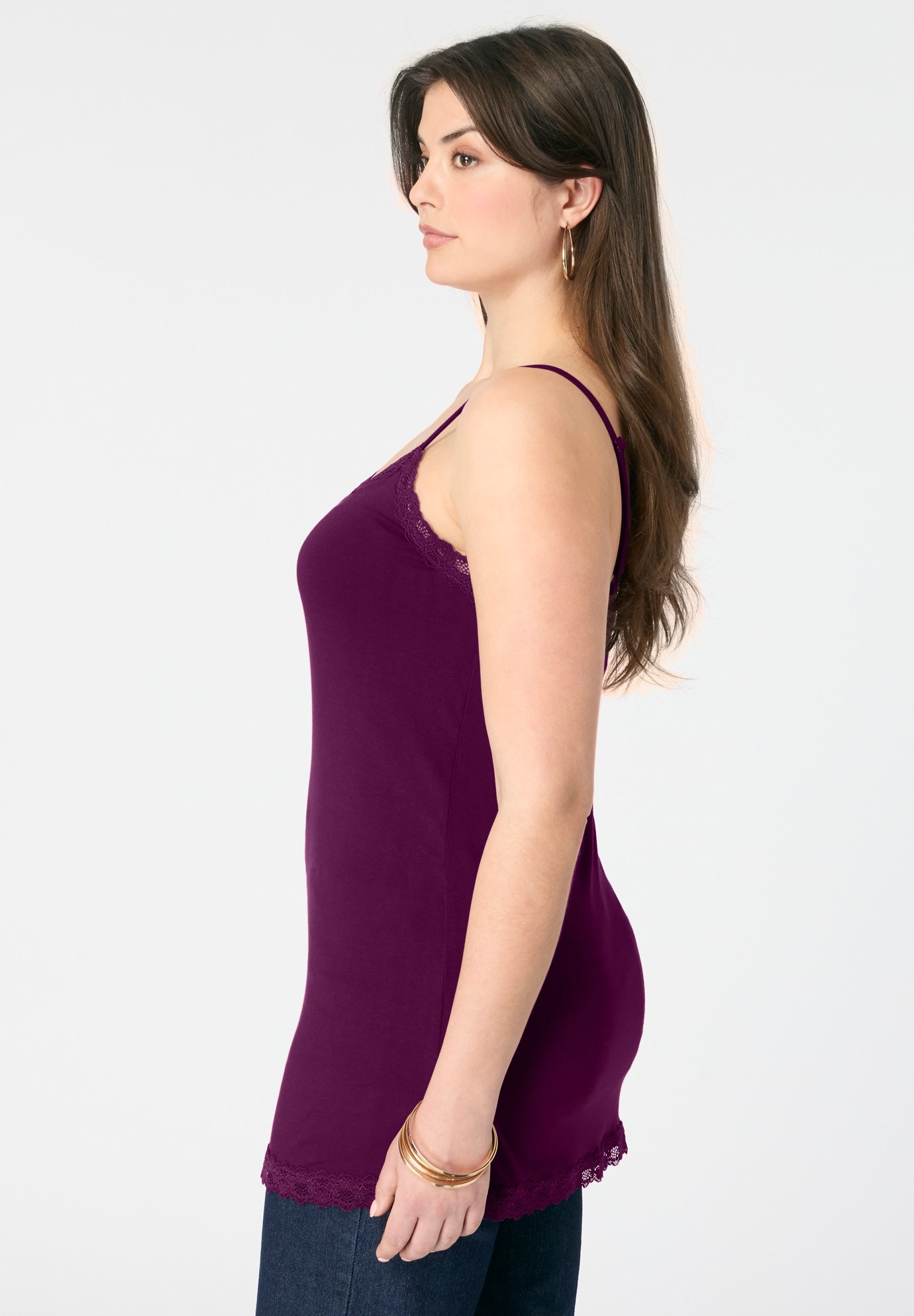 Lace Trim Knit Cami with Adjustable Straps image number 3