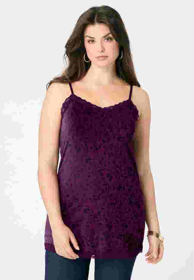 Lace Trim Knit Cami with Adjustable Straps image number 0