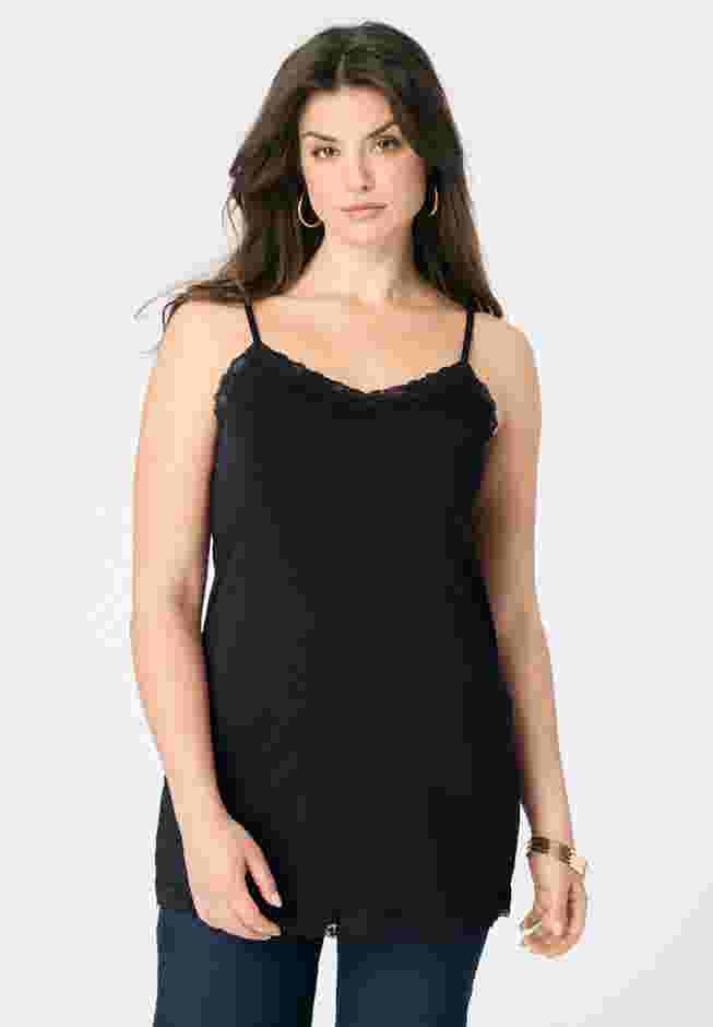 Lace Trim Knit Cami with Adjustable Straps image number 0