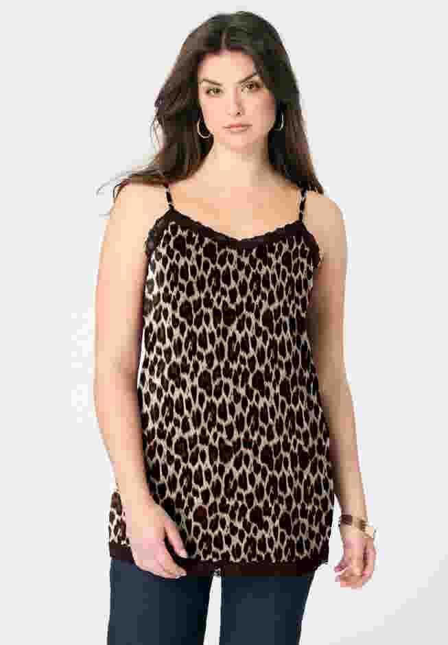 Lace Trim Knit Cami with Adjustable Straps image number 0