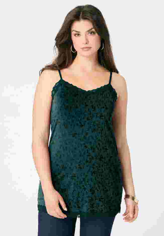 Lace Trim Knit Cami with Adjustable Straps image number 0