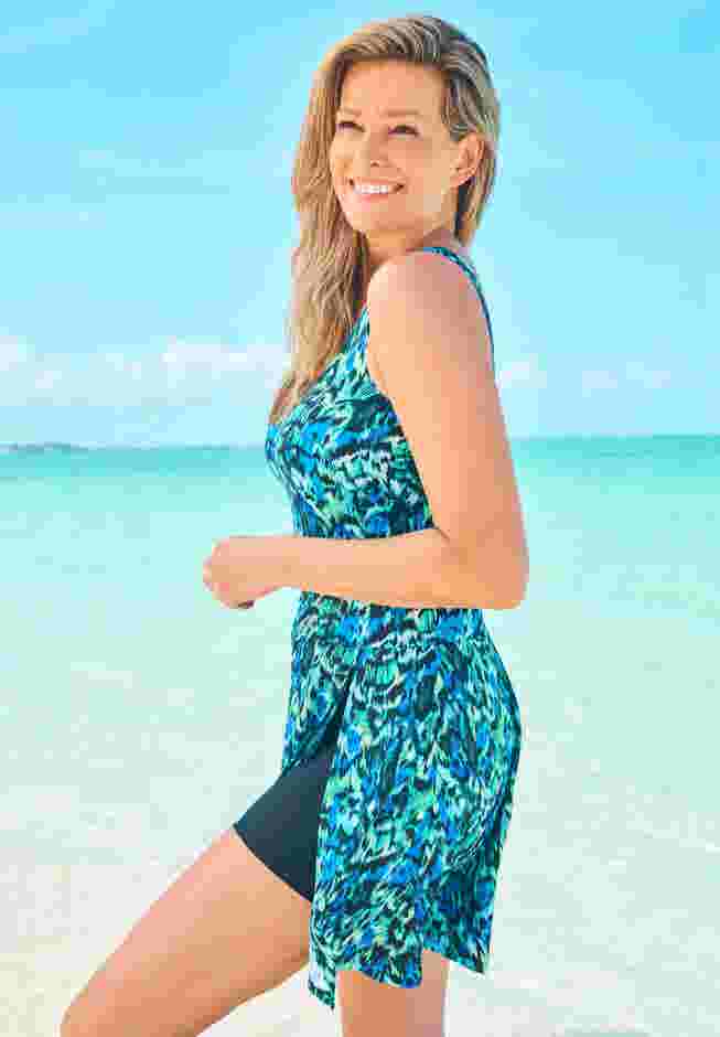 Side-Slit Swim Dress image number 3