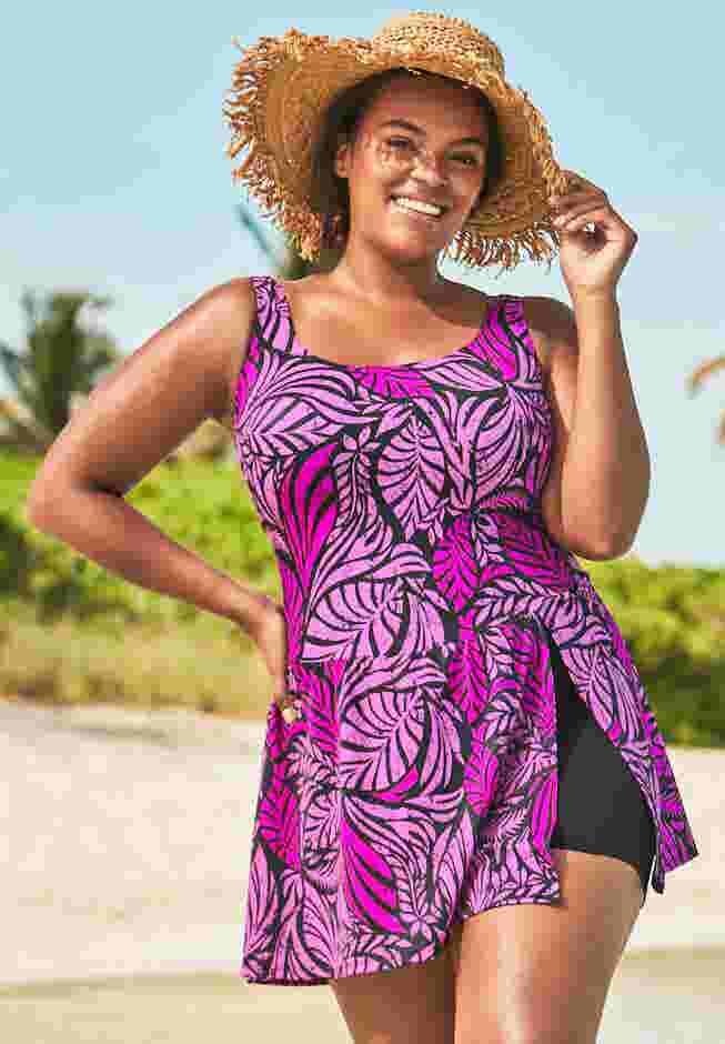 Side-Slit Swim Dress image number 6
