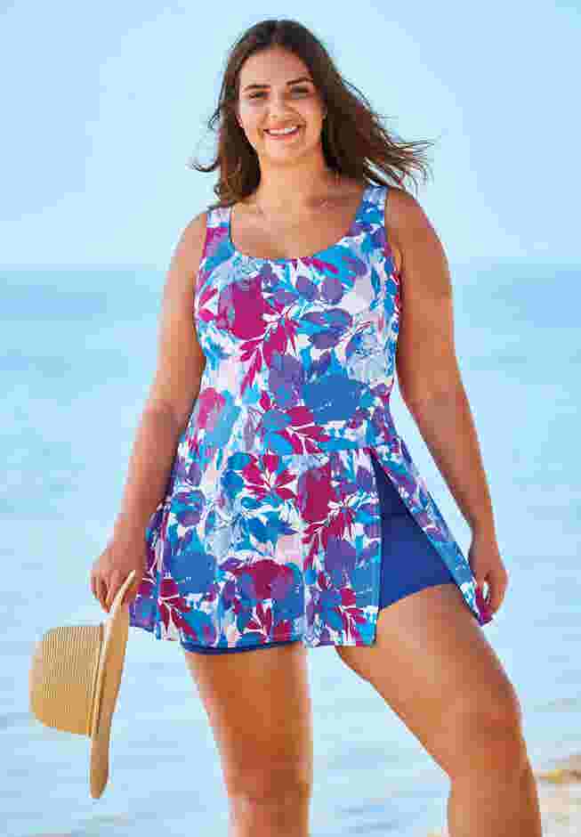 Side-Slit Swim Dress image number 7