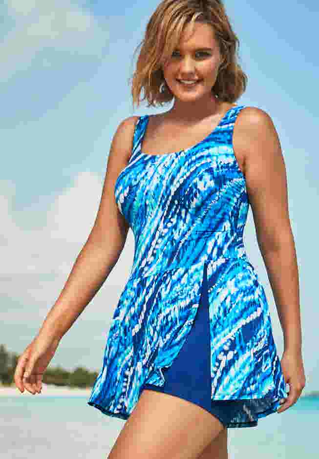 Side-Slit Swim Dress image number 2
