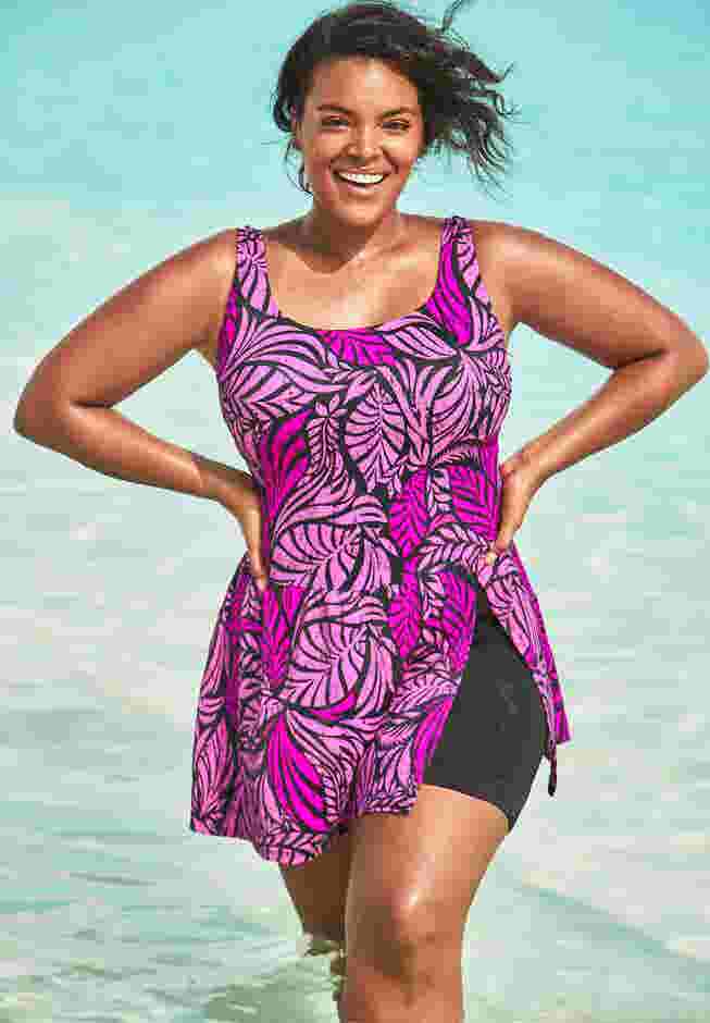Side-Slit Swim Dress image number 0