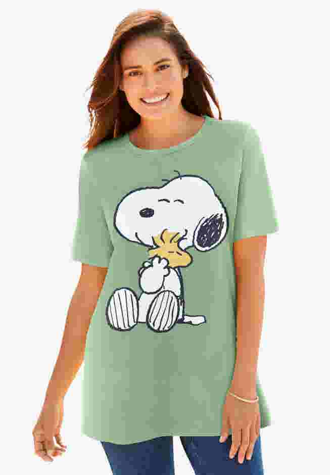 Peanuts Sage Green Snoopy Crewneck Tee image number 0