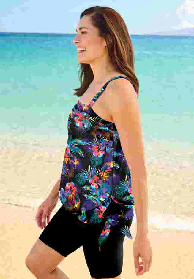 Blouson Tankini Top with Adjustable Straps image number 2
