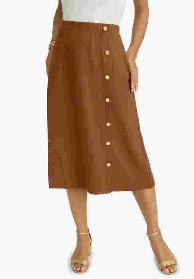 Knit Crepe Side Button Midi Skirt image number 0