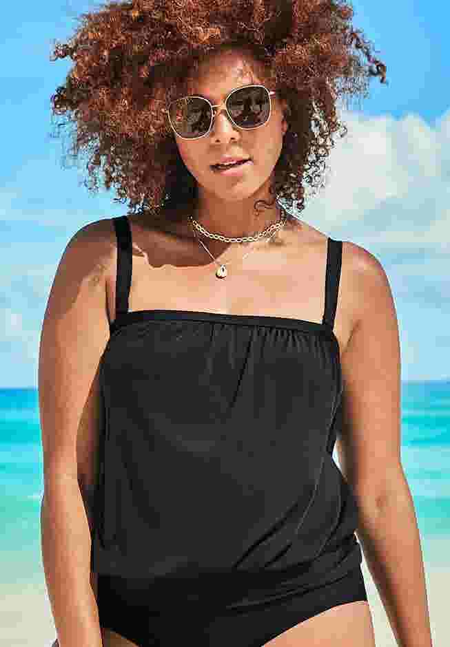 Bandeau Blouson Tankini Top image number 0