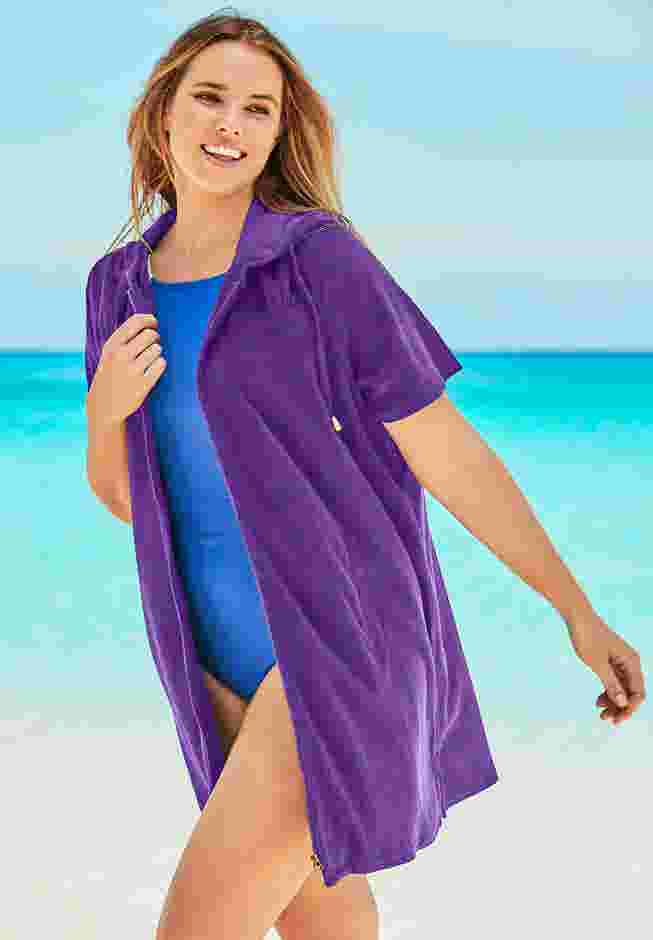 Hooded Terry Swim Cover Up image number 2