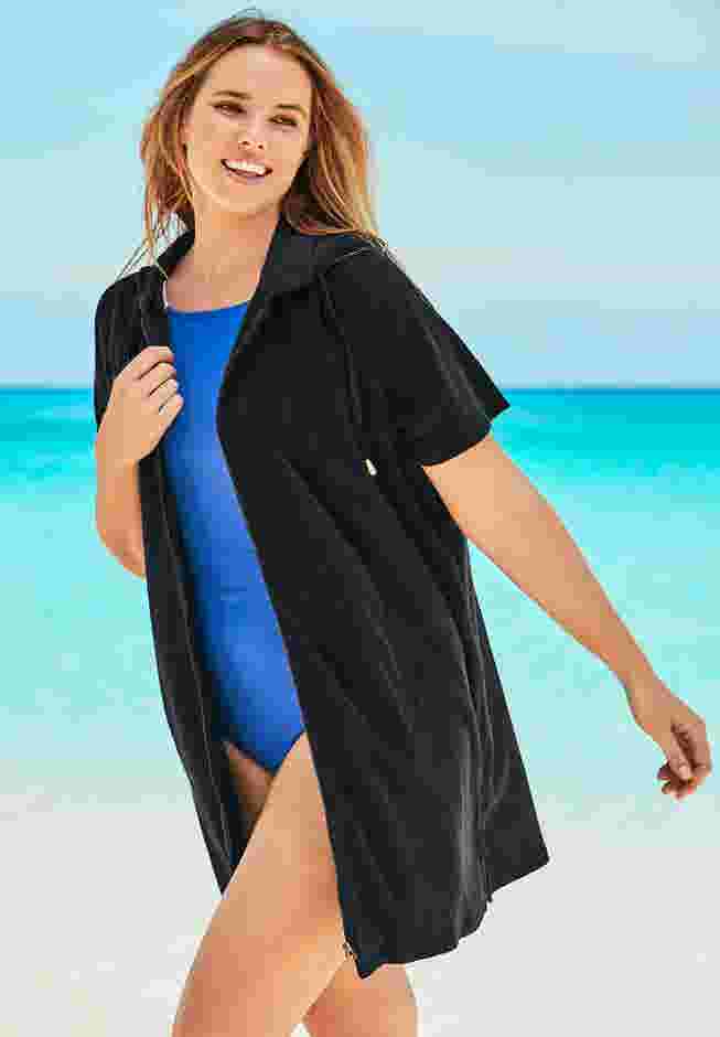 Hooded Terry Swim Cover Up image number 2
