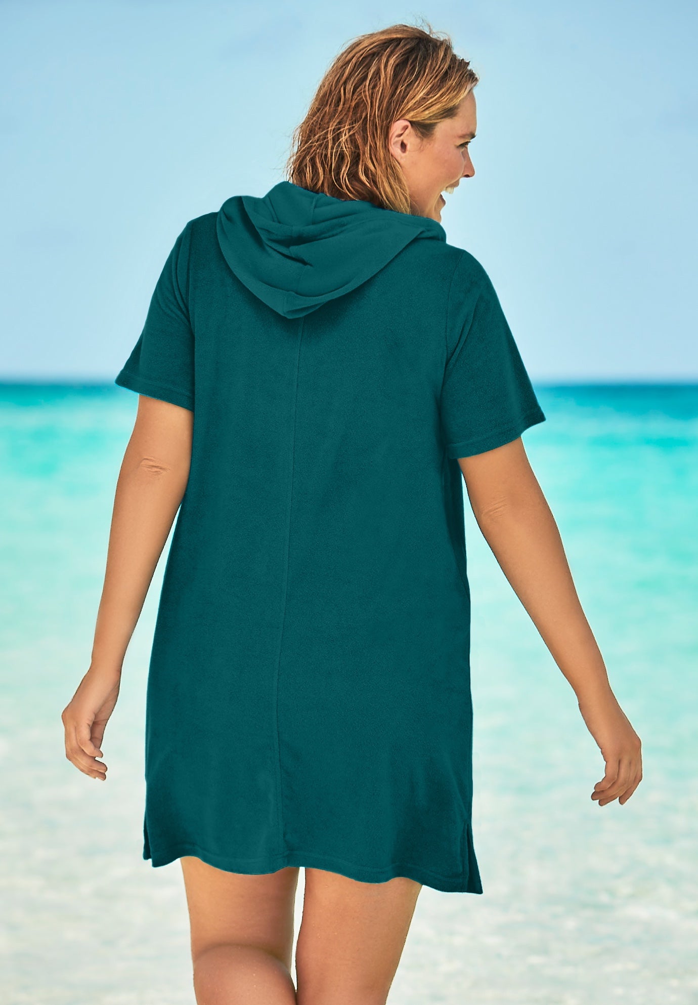 Hooded Terry Swim Cover Up image number 1