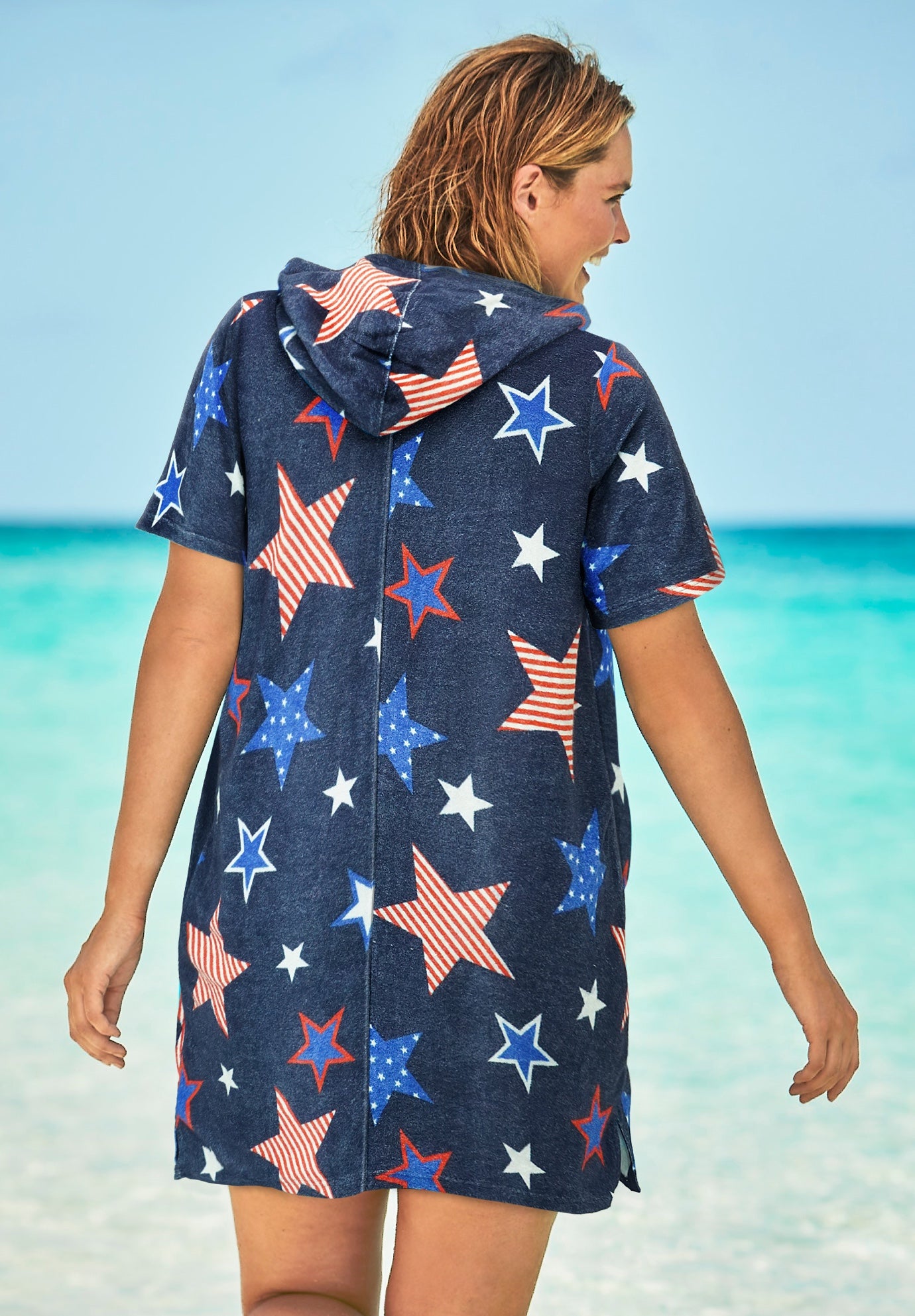 Terry Longer-Length Hooded Zip-Front Swim Cover-Up image number 1