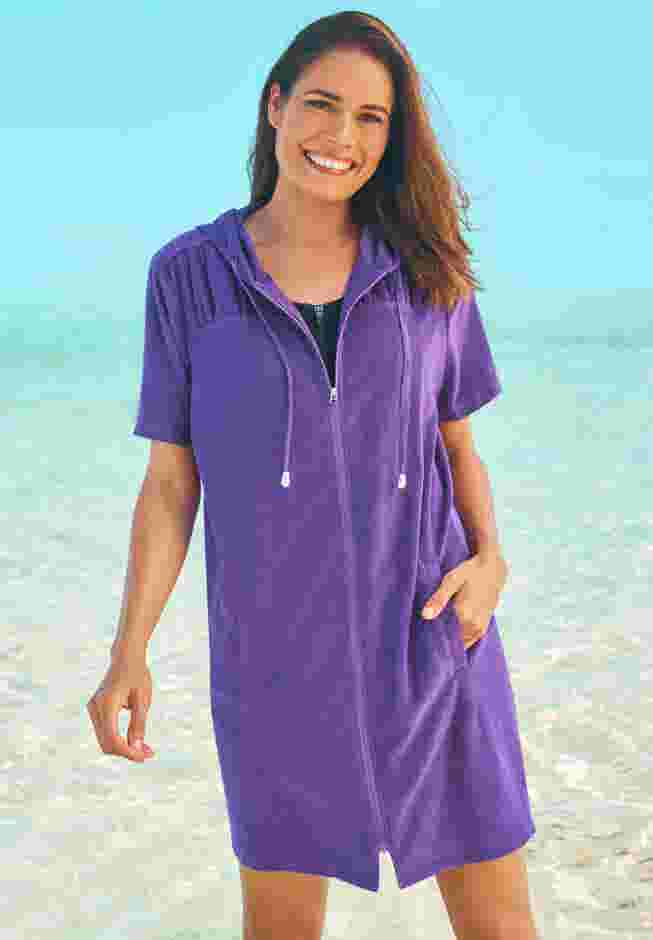 Hooded Terry Swim Cover Up image number 0
