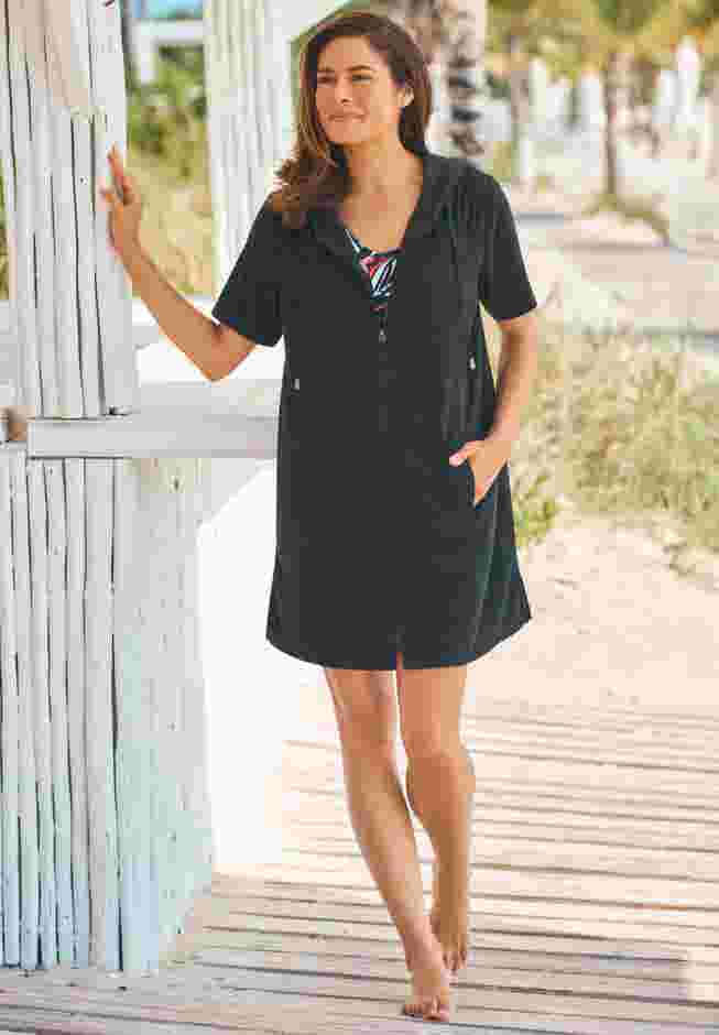 Hooded Terry Swim Cover Up image number 0