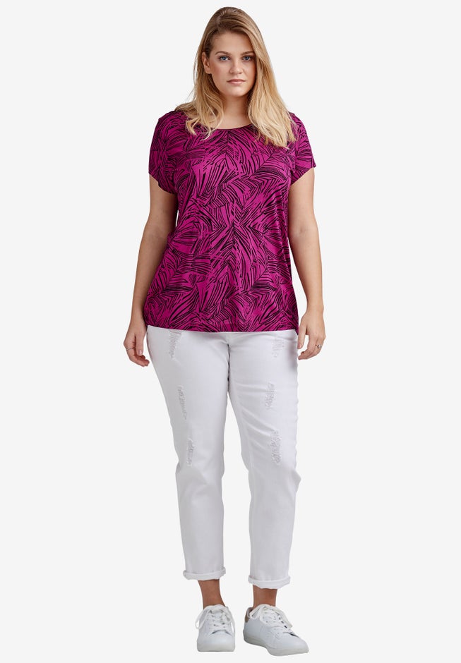 Printed cap sleeve tee image number 3