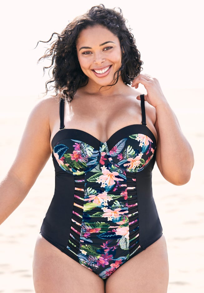 Ruched Underwire One Piece Swimsuit image number 2