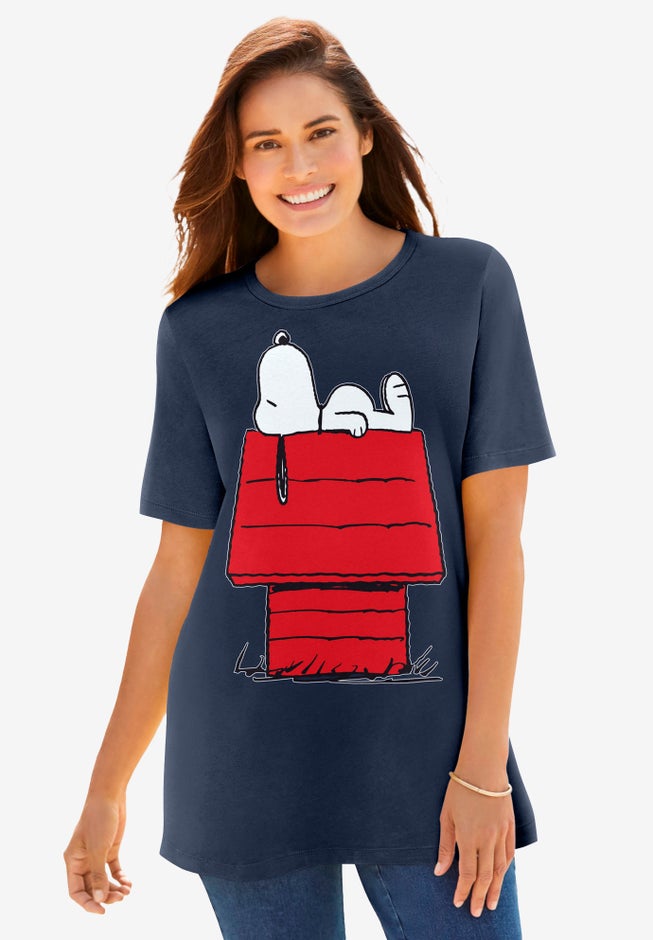 Peanuts Navy Snoopy House Crewneck Tee image number 0