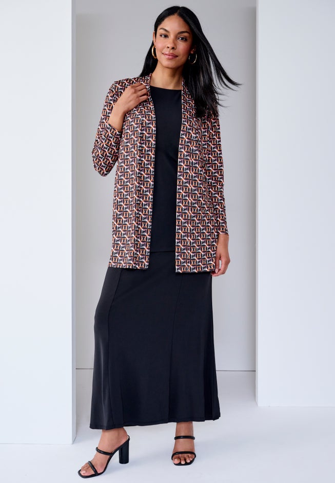 Stretch Knit Open Front Knit Topper image number 1