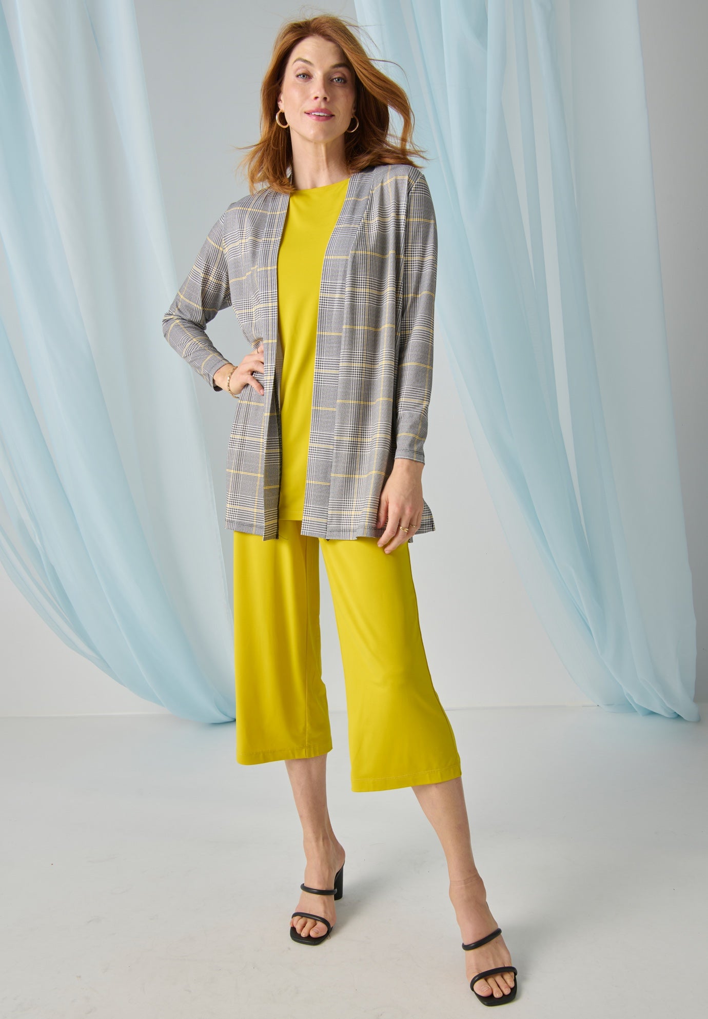 Stretch Knit Open Front Knit Topper image number 1