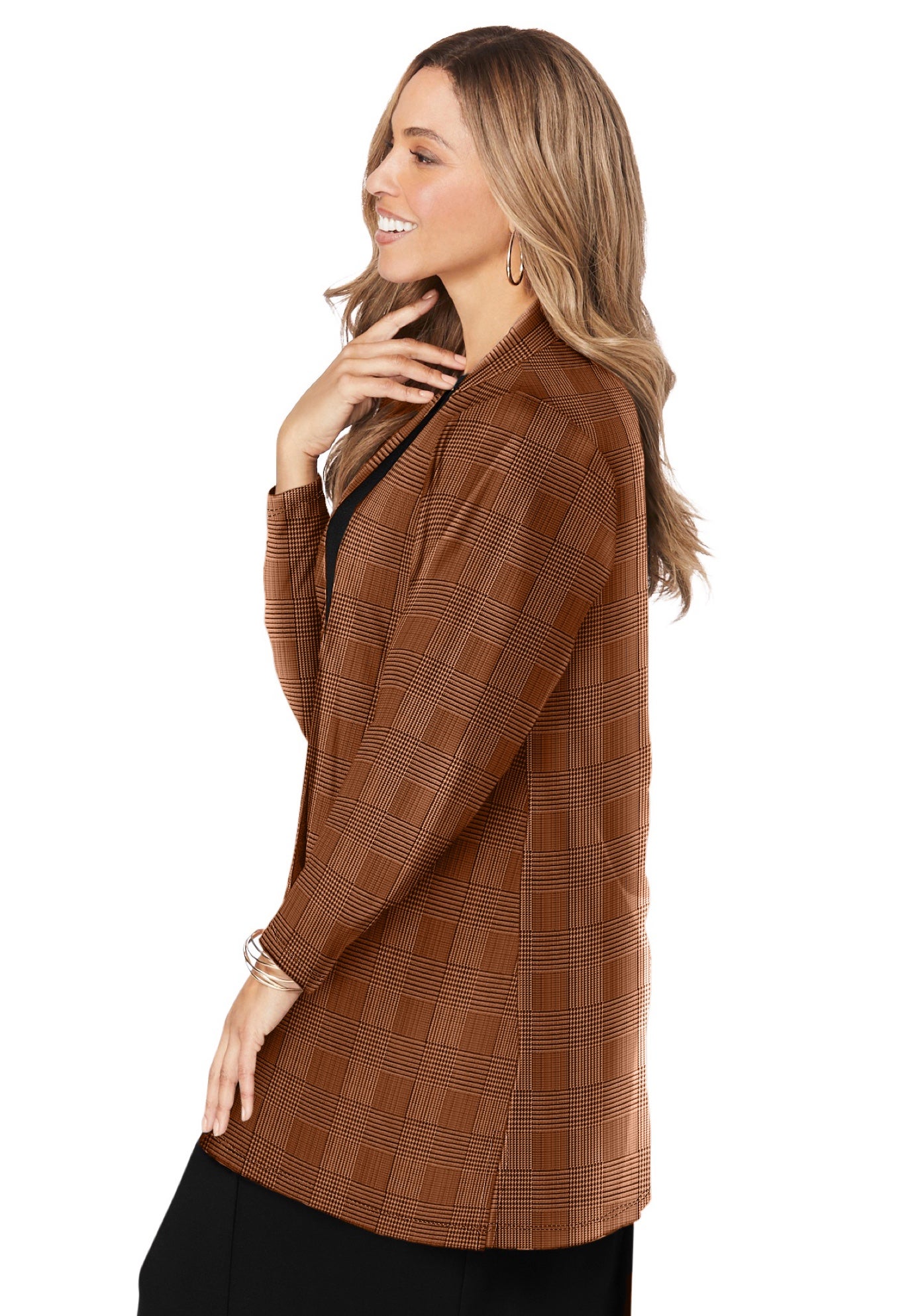 Stretch Knit Open Front Knit Topper image number 1