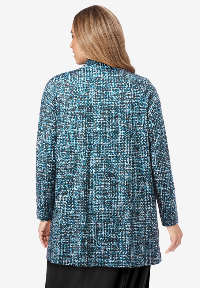 Stretch Knit Open Front Knit Topper image number 2