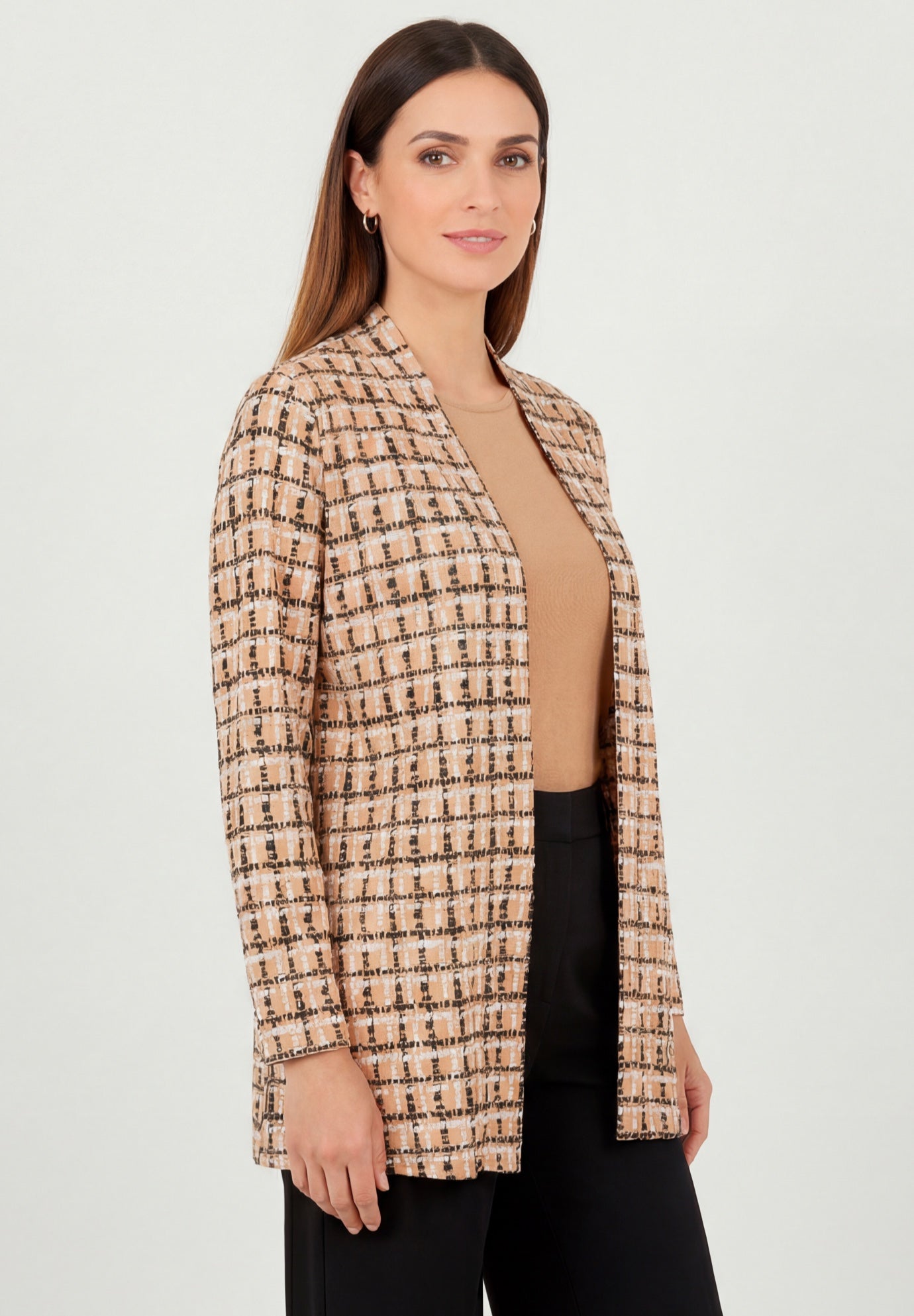 Stretch Knit Open Front Knit Topper image number 2