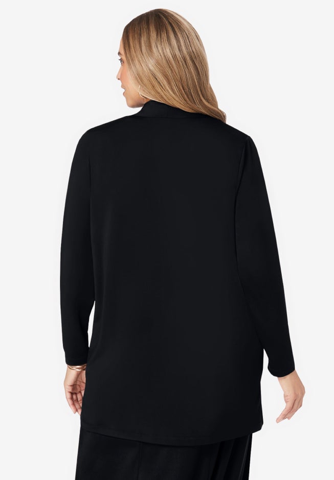 Stretch Knit Open Front Knit Topper image number 2