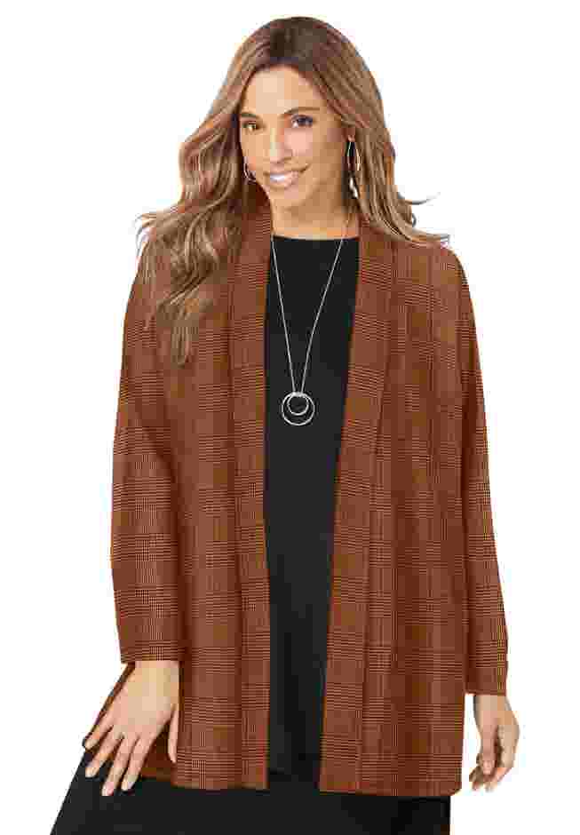 Stretch Knit Open Front Knit Topper image number 0