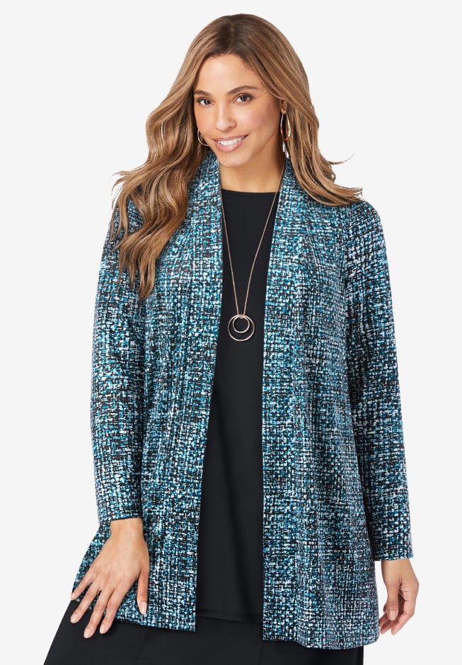 Stretch Knit Open Front Knit Topper image number 0