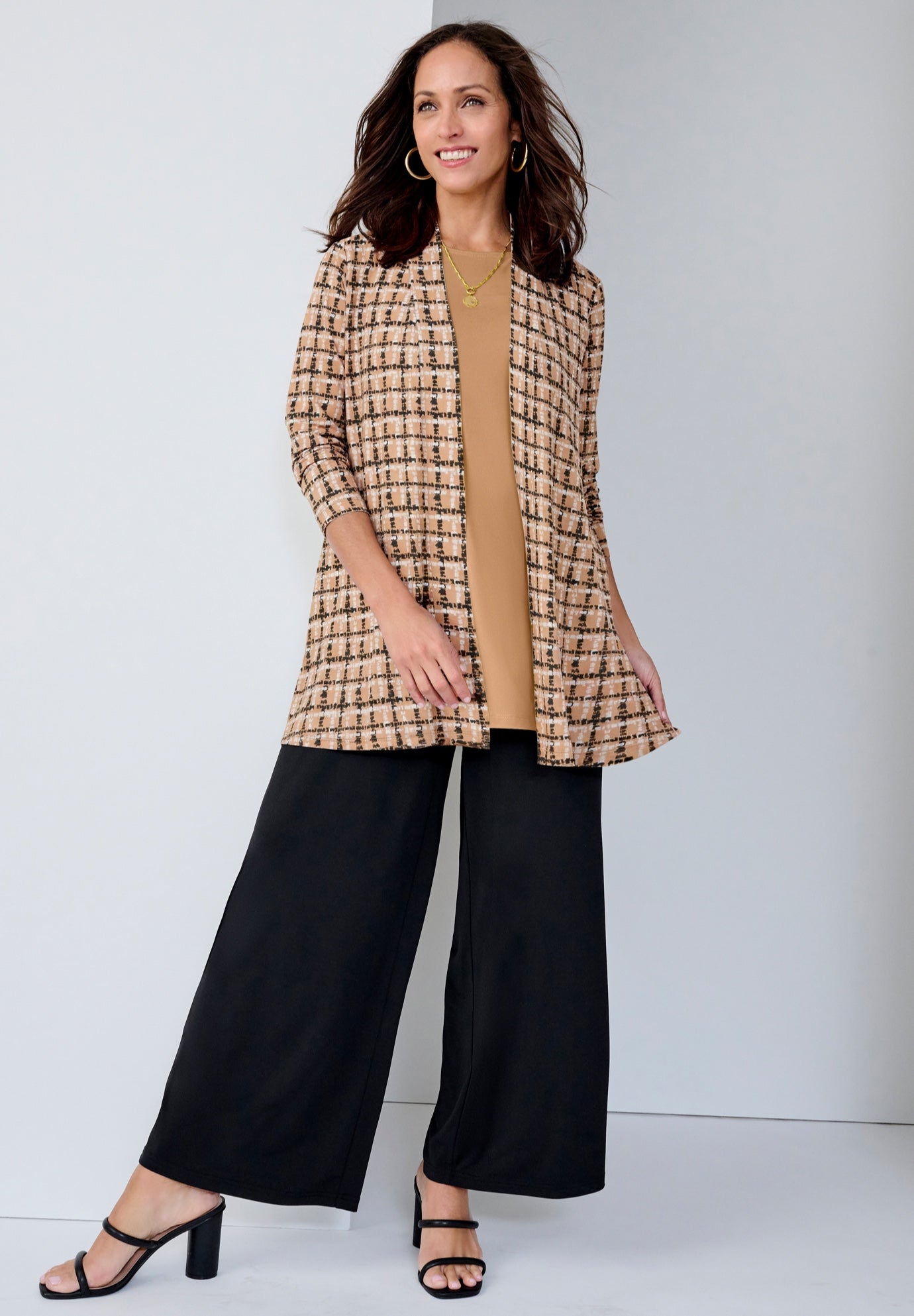 Stretch Knit Open Front Knit Topper image number 0