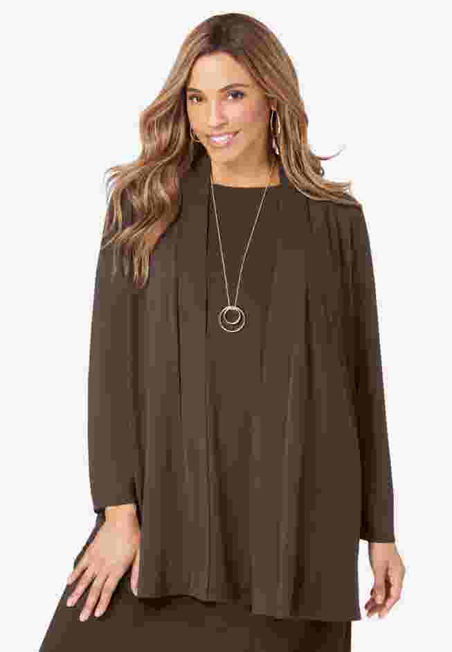 Stretch Knit Open Front Knit Topper image number 0