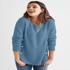 Stretch Scoop Neck Curved Hem With Buttons Pullover Sweater image number null