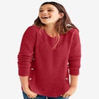Stretch Scoop Neck Curved Hem With Buttons Pullover Sweater image number null