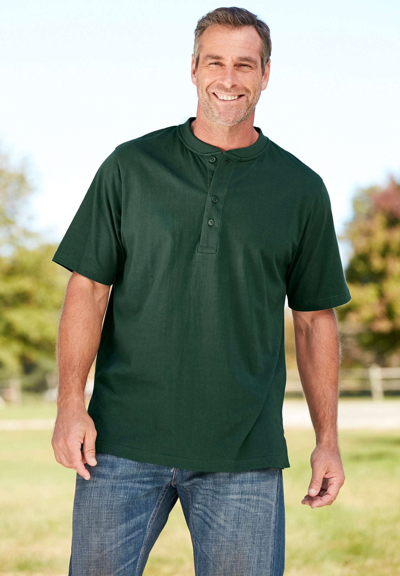 Shrink-Less Lightweight Henley T-Shirt image number 6