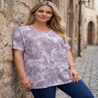 Plus Size Printed Slub Tunic Top image number null