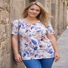 Plus Size Printed Slub Tunic Top image number null