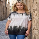 Plus Size Printed Slub Tunic Top image number null