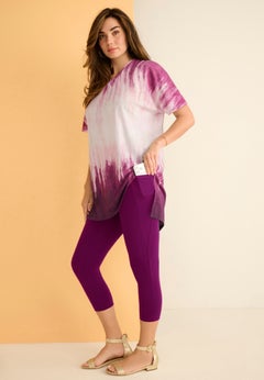 Plus Size Printed Slub Tunic Top