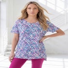 Plus Size Printed Slub Tunic Top image number null