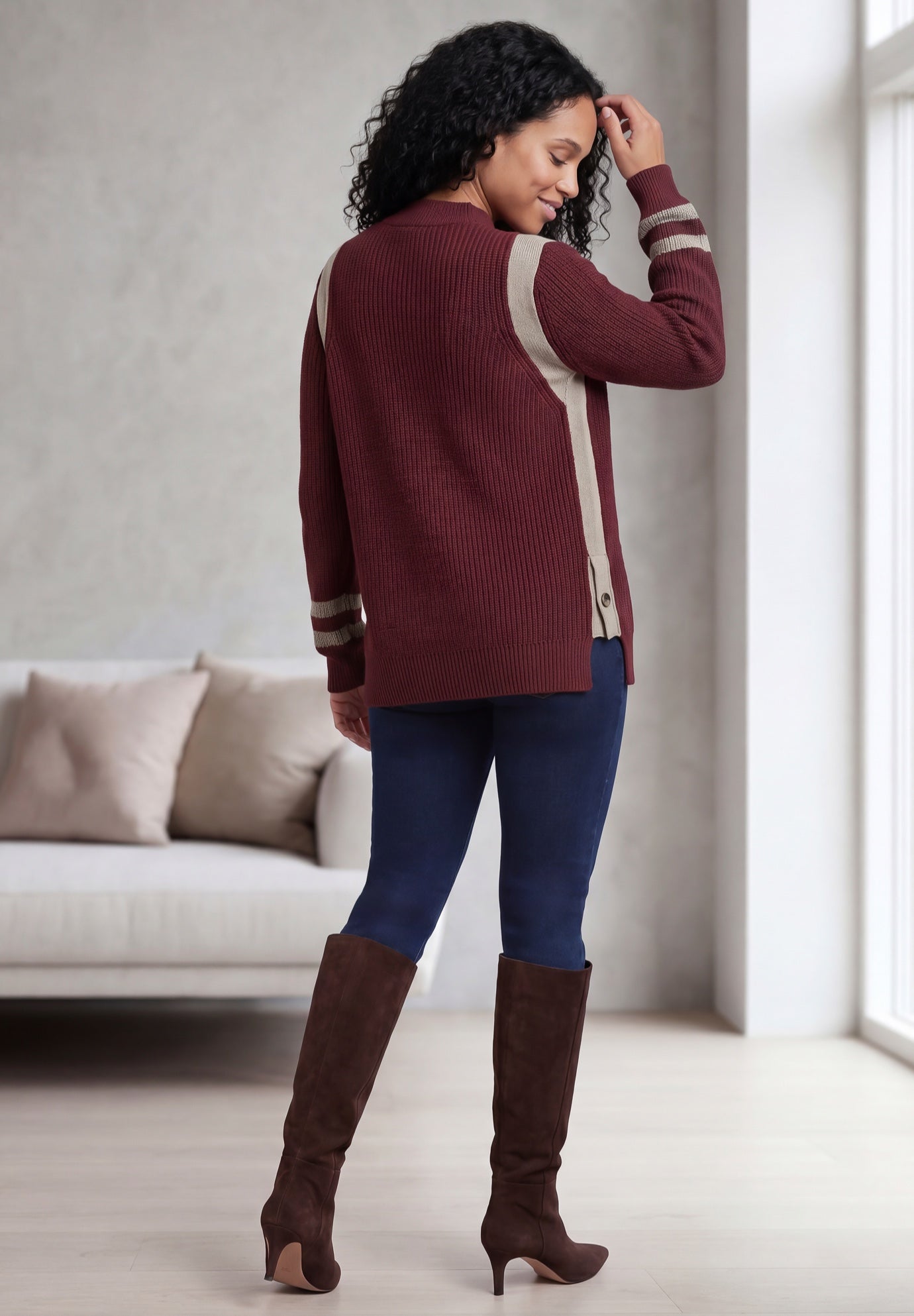 Side Stripe Mockneck Sweater image number 1