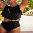 Shimmer High Neck Cut Out Ring One Piece Swimsuit image number null