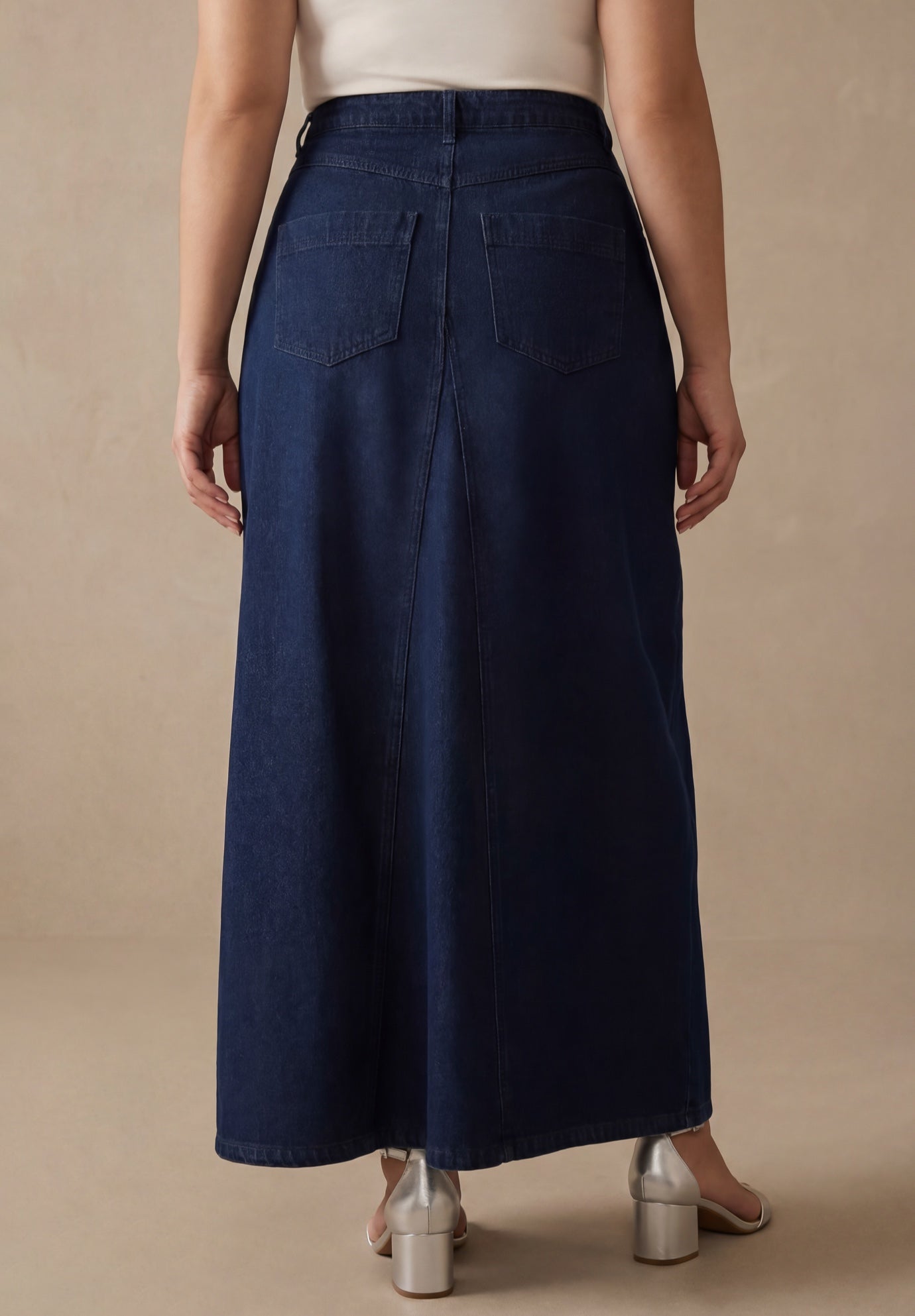 Denim Inset Maxi Skirt image number 1
