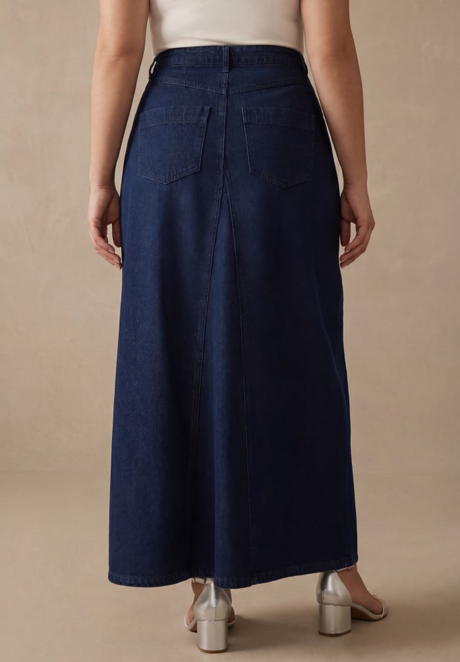 Denim Inset Maxi Skirt image number 1