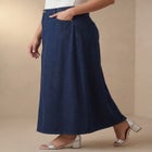Denim Inset Maxi Skirt image number null