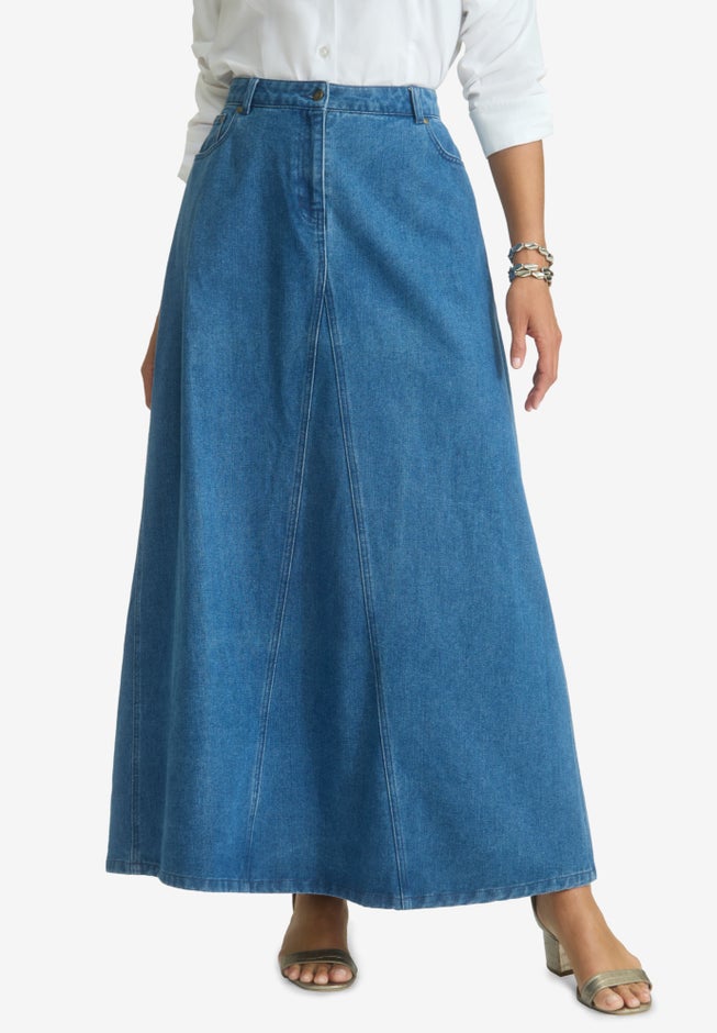 Denim Inset Maxi Skirt image number 0